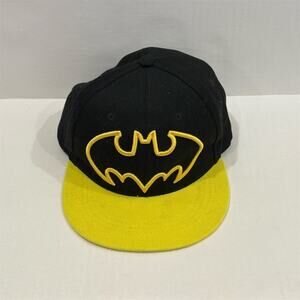 Six Flags Batman Snapback Hat Black & Yellow Logo Unisex Adjustable Cap